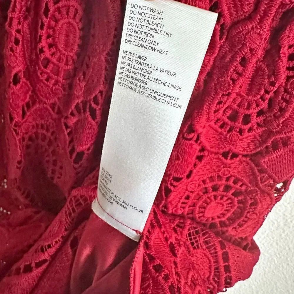MAEVE x ANTHROPOLOGIE | NWT Red Lace Lined Cross Strap Babydoll Dress | Size 4 - Picture 11 of 12